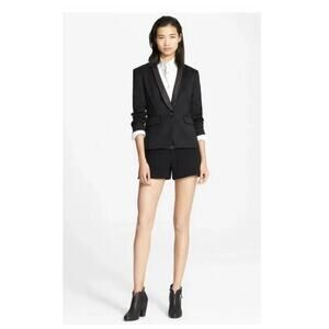 NWT Rag & Bone 'Harper' Leather Collar Wool Blazer Size 0
